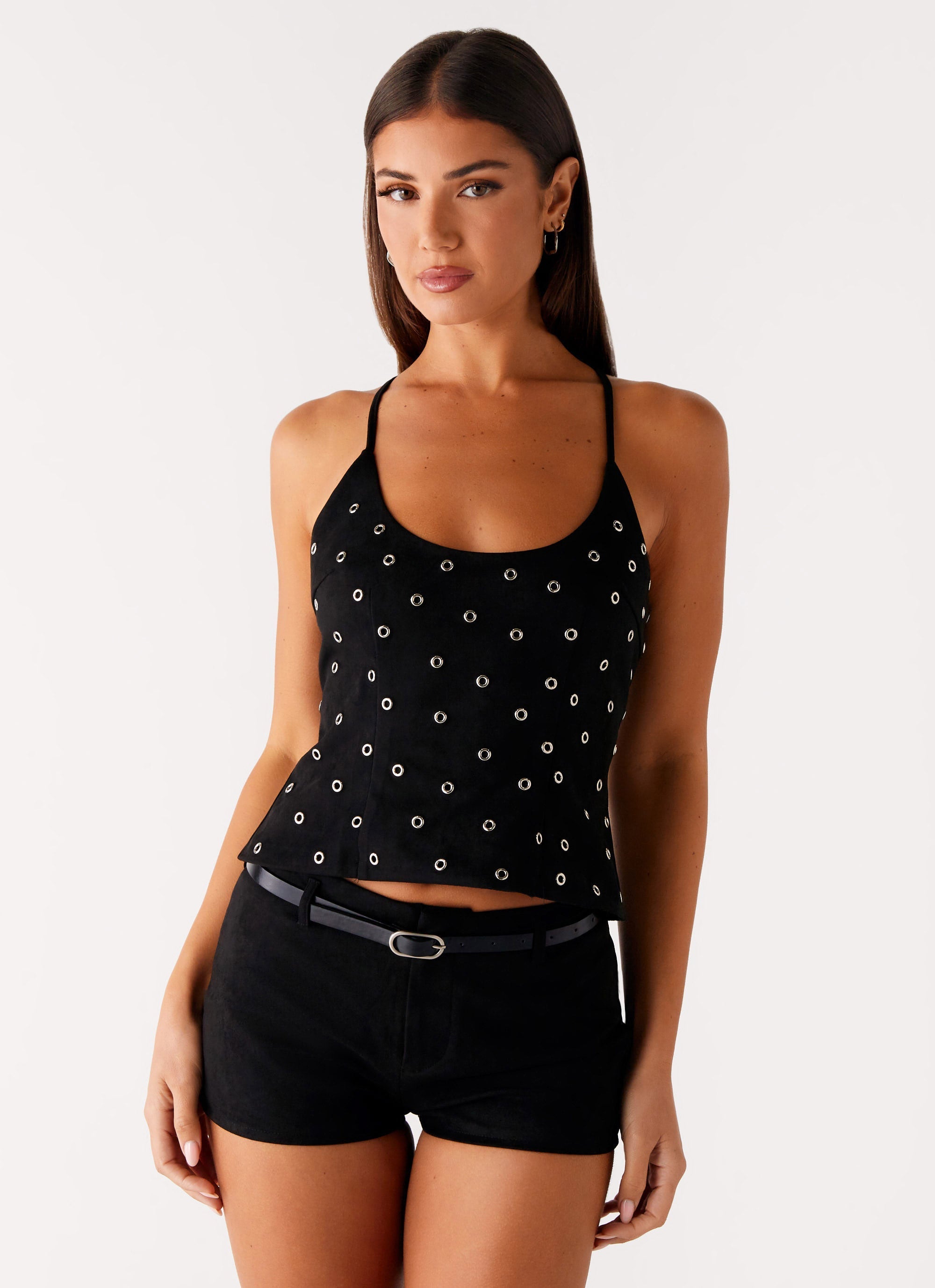 Katie Suede Mini Shorts - Black