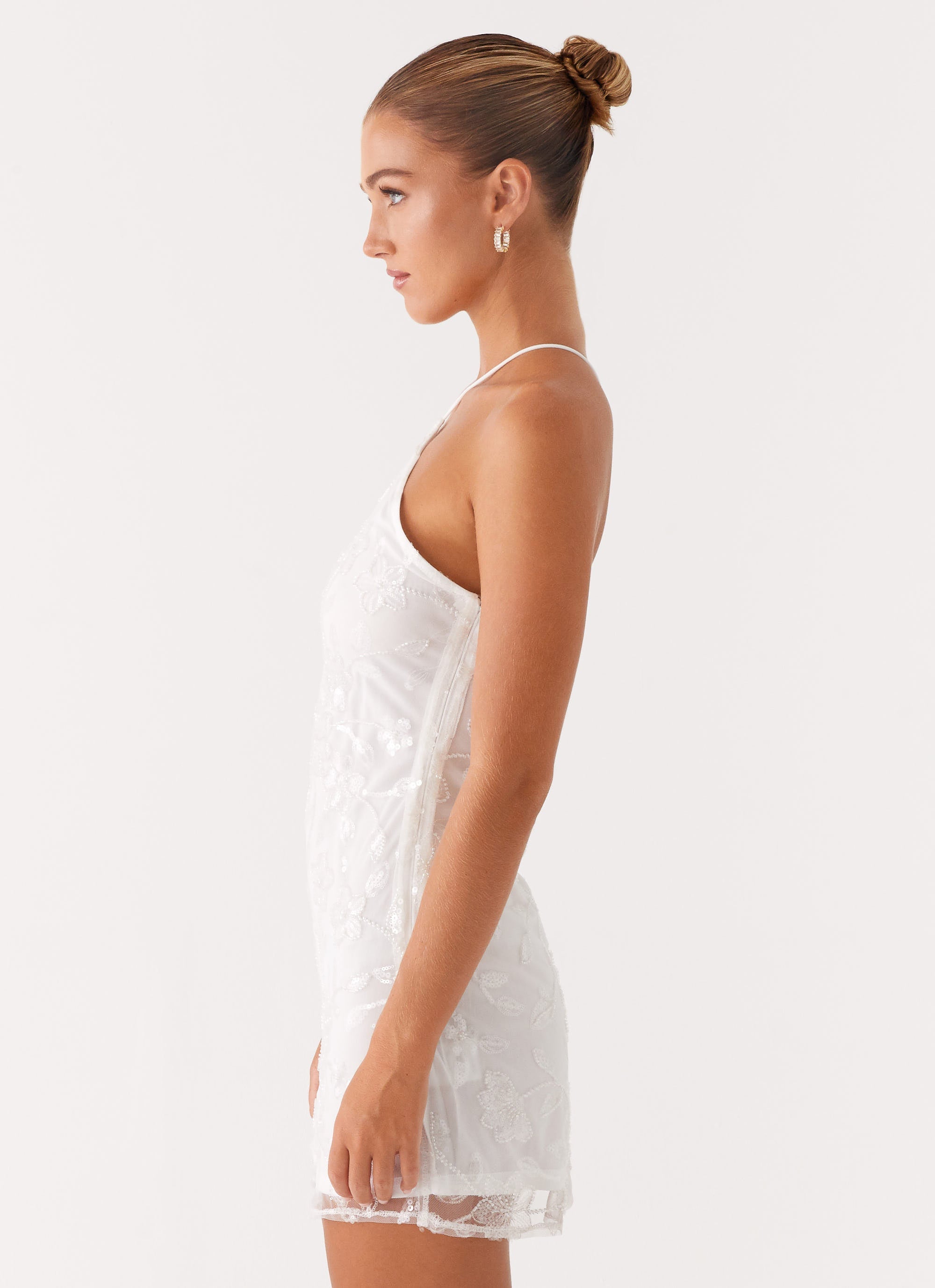Rumi Beaded Mini Dress - White